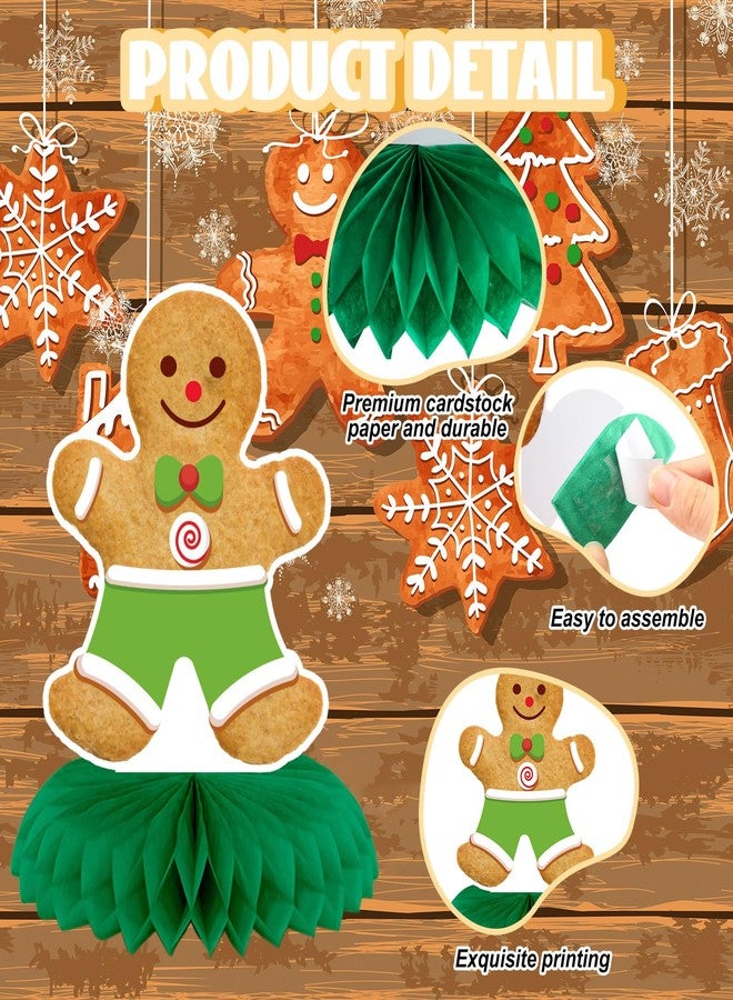 Weekgrat 12 Pcs Christmas Gingerbread Man Honeycomb Centerpieces Gingerbread Man Party Table Centerpieces Christmas Party Decorations for Xmas Winter Home Office Birthday Supplies - Image 4